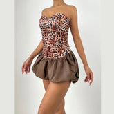 Leopard print backless mini dress