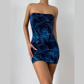 Print backless contrast tube mini dress