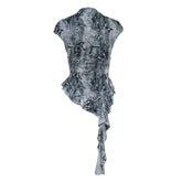 Cap sleeve butterfly print button top