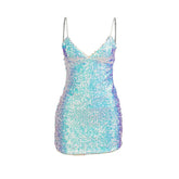 V neck glitter cami mini dress