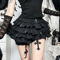 Ruffle cross applique solid short pant