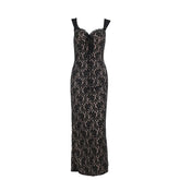 Sweetheart neck lace slit tank maxi dress