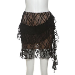 A line ruched ruffle mini skirt