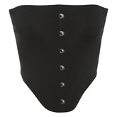 Backless solid button tube top