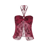 Halter o ring mesh crop top