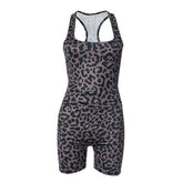 Square neck leopard print tank short pant set