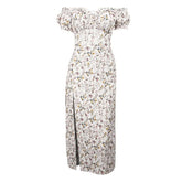 Sweetheart neck off shoulder flower print maxi dress