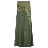 Irregular hollow out ruffle tie dye cut out maxi skirt