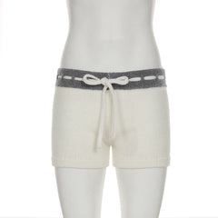 Drawstring self tie five-pointed star pattern short pant