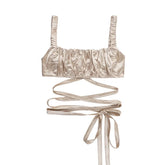 Square neck self tie ruched cami top