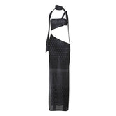 Halter hollow out high slit print cut out maxi dress