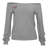 Long sleeve off shoulder letter pattern top