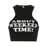 Letter print crewneck tank top