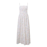 Flower print ruched zip-up cami maxi dress