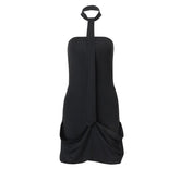 Halter ruched backless mini dress