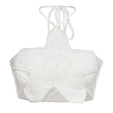 Halter knitted self tie crop top