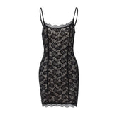 U neck lace cami mini dress