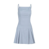 Pleated backless cami mini dress
