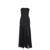 Mesh high slit tube maxi dress