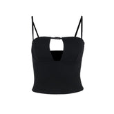 Buckle solid hollow out cami cut out top