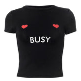 Short sleeve letter pattern top