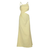 Cross back hollow out zip-up cami cut out maxi dress