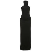 Crewneck button solid maxi skirt set