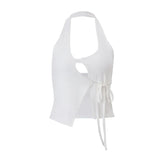 Halter self tie backless crop top
