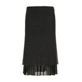 Polka dot ruffle mesh maxi skirt