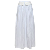 Striped print ruched maxi skirt