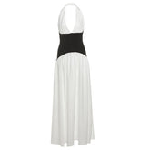 Halter v neck backless ruched maxi dress
