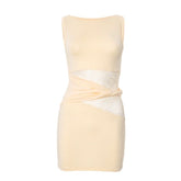 Lace patchwork sleeveless mini dress