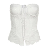 Lace up corset lace top
