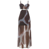 Mesh contrast hollow out cami dress