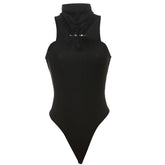 High neck ruched solid bodysuit