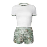 Short sleeve drawstring short pant set