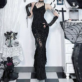 Halter self tie cowl neck print solid maxi dress