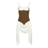 Ruched drawstring u neck cami mini dress