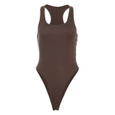Button u neck solid tank bodysuit