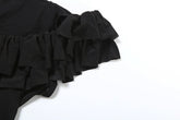 Ruffle u neck mesh sleeveless solid top