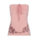 Flower print self tie tube top