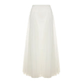 Mesh ruched solid maxi skirt