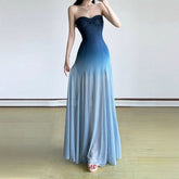 Gradient mesh tube maxi dress