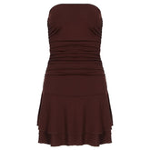 Ruched solid tube mini dress