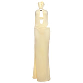 Hollow out halter solid maxi skirt set
