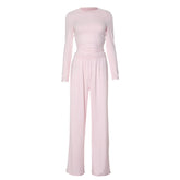Long sleeve crewneck solid pant set
