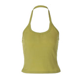 Halter backless u neck solid top