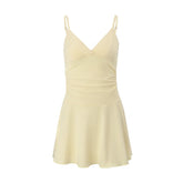 V neck backless cami mini dress