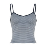 Striped v neck contrast backless cami top