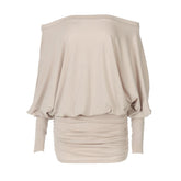 Long sleeve off shoulder ruched mini dress